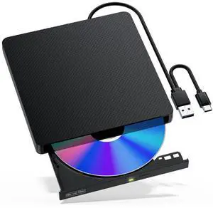 NVOPERANG External Blu-ray Drive, USB 3.0 & Type-C BD/DVD/CD Burner - Portable Blu-ray Player with 3D Playback, Compatible with Windows, Linux, Mac OS (2 IN1)
