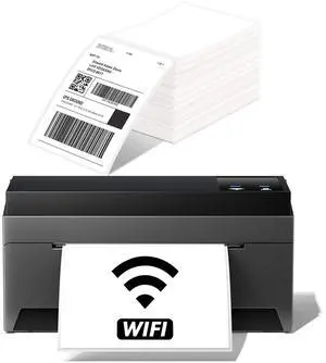 Phomemo WiFi Thermal Label Printer with 500 PCS White 4"x6" Fan-Fold Labels for Shipping Packages