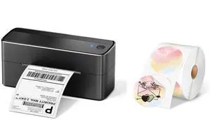 Phomemo 241bt Bluetooth Thermal Shipping Label Printer 4X6 - Wireless Thermal Label Printer for Shipping Packages + 2 Inch Color Circle Thermal Sticker Labels 750