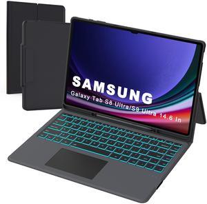 for 14.6 inch Samsung Galaxy Tab S9 Ultra /S8 Ultra/S10 Ultra Case with Keyboard - Folio Tablet Book Cover with Touchpad - 7 Color Backlit Keyboard Case with S Pen Holder for 14.6" Tab S8/S9/S10 Ultra