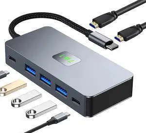 7 Ports USB C Docking Station Dual 4k HDMI Monitor Adapter, USB C 3.0 HUB, PD 100 W Fast Charging Adapter, USB C Dock for MacBook Air/Pro,Pad and More