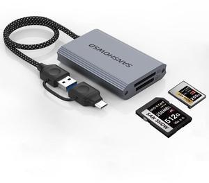 CFexpress Type B and SD 4.0 UHS-II Dual-Slot Memory Card Reader, 10Gbps USB 3.2 Gen 2 CF Card Reader, for Professional Filmmakers, Photographers, Compatible with Windows/Mac/Linux/Android