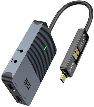 Giq HDMI Splitter Extended Display for Dual Monitor, Dual 2K@60Hz Universal Video Graphics USB to Dual HDMI Adapter for USB A & USB-C Adapter, Compatible with USB 4,Windows and Mac1