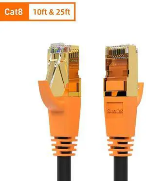 Cat8 Ethernet Cable (10ft + 25ft), Outdoor&Indoor, Heavy Duty High Speed 26AWG Cat8 LAN Network Cable 40Gbps, 2000Mhz with Gold Plated RJ45 Connector, Weatherproof S/FTP UV Resistant for Router/Gaming