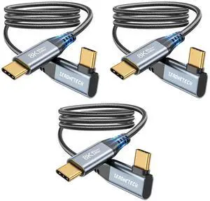 ZeroneTeck [3-Pack 5FT] 8K/4K USB C to USB C Monitor Cable Right Angle, 40Gbps High Speed USB C Data Transfer Cable, USB C 3.2 Gen 2x2, 240W PD Fast Charging for MacBook Pro, iPad, Lenovo, HP, Dell