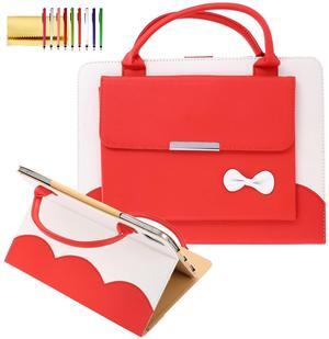 Handbag Case for iPad Pro 13" 2024, iPad Air 13" 2024, iPad Pro 12.9-inch 2022/2021/2020/2018, Techcircle Cute Bowknot Pocket Wallet Design Folio Stand PU Leather Carrying Case, Auto Sleep/Wake, Red