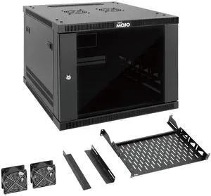 Tecmojo 9U Wall Mount Rack,9U Rack 17.7 Inch Depth,Hold Up to 176 Lbs,Enclosed Wall Mount Rack Kit for 19 Inch Network,Server and AV Gear,Glass Door(Elite Collection)