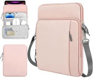 TiMOVO 13 Inch Tablet Sleeve with Shoulder Strap for iPad Air 13", iPad Pro 13", iPad Pro 12.9", Galaxy Tab S9+/S9 Plus/S10+/S10 Plus/S9 FE+/S9 FE Plus 12.4", Remarkable Paper Pro 11.8", Pink