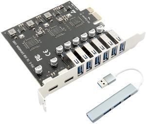 Versatile Port Expansion Solution: PCIe to USB 3.0 Adapter with 6 Type-A and 2 Type-C Ports, with a 1 to 4-Port USB Hub for Desktop PC Support Windows