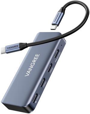 4-Port USB C Hub with Detachable Cable, 3 USB-C 3.2 10Gbps Ports, 4K@60Hz USB C DP Alt Mode, 100W PD, USB C Splitter Multiport Adapter for MacBook Pro, iPad, iPhone 15, USB-C Monitor, AR Glasses, etc