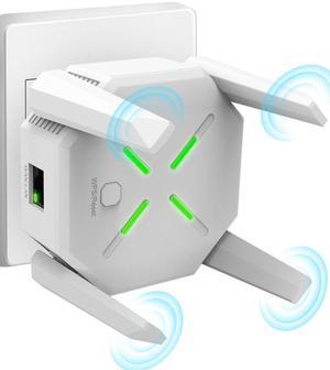 2025 WiFi Extender Signal Booster,WiFi Extender with 1200Mbps Dual Band(Up to 10000sq.ft for 65+ Devices),WiFi Signal with 4 Antennas 360deg Coverage,1-Tap Setup & Ethernet Port(White)