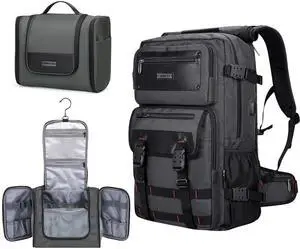 WITZMAN Carry On Travel Backpack for Men Duffle Bags Fit for 17 Inch Laptop Airline Approved Backpack and Toiletry Bag Hanging Multi-organization Bathroom Bag Water-resistant Bag
