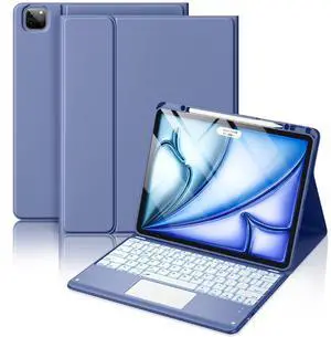Hamile for iPad Air 13-inch Case Keyboard (M2) - Magnetic Wireless Keyboard with Multi-Touch Trackpad 7 Colors Backlit Stain Proof Folio Cover for iPad Pro 12.9 6th 5th 4th 3rd Generation - Blue Gray