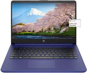 HP 14in Thin Light Laptop, Intel 2-Core CPU, 8GB RAM, 192GB Storage(64GB eMMC 128GB Micro SD),1Yr Office w/Accessories(Blue)