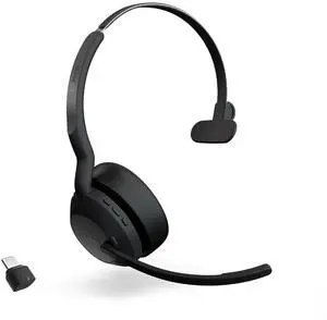 Jabra Evolve2 55 Mono Wireless Headset - Features AirComfort Technology, Noise-Cancelling Mics & Active Noise Cancellation - MS Teams Certified, Works with Other Platforms - Black