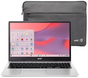 acer Chromebook 315 15.6" HD Laptop Intel Pentium N6000 4GB LPDDR4X 128GB eMMC with Protective Sleeve - Silver