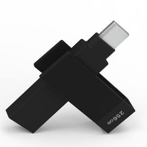 PioData Apple MFi Certified Black iXflash 256 GB Backup Flash Drive 2-in-1 USB for iPhone, iPad, and Computer, USB Type A & USB Type C, iPhone Photo Storage Stick, External Hard Drive for iPhone