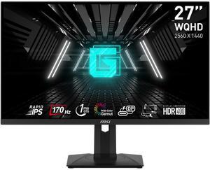 MSI G274QPF, 27" Gaming Monitor * 2560 x 1440 (2K WQHD) * Rapid IPS * 1ms * 170Hz * G-Sync Compatible * HDR 400 * USB-C * HDMI * Displayport * Tilt * Swivel * Height Adjustable * Pivot