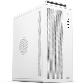 V281 Micro ATX/ITX Computer Case,Multifunctional Pc Case with Handle, Spcc Side Panel Business case, Support 300mm GPU 165mm CPU Cooler (White)