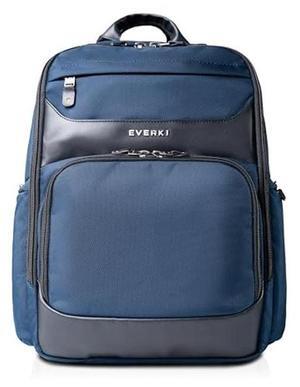 EVERKI Onyx Premium Business Executive Laptop Backpack - Ballistic Nylon and Leather Office Backpack Laptop Bag, Travel Friendly - Dedicated Compartment up to 17.3", 36L Capacity (EKP132S17N) Navy