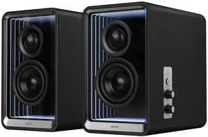 Edifier QR65 Active Monitor Speakers with 65W GaN Fast Charger Function, 70W RMS Bluetooth Computer Speaker with Hi-Res 24bit Wireless Audio, Subwoofer Out and Light Effects (Black)