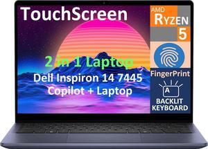 Dell Inspiron 14 7445 2-in-1 Business Laptop, 14.0" Touchscreen IPS FHD+ Display (AMD Ryzen 5 8640HS, 8GB DDR5, 512GB SSD, AI Copilot, Backlit KYB, Fingerprint, WiFi 6E, Bluetooth 5.3, Win 11 Home)