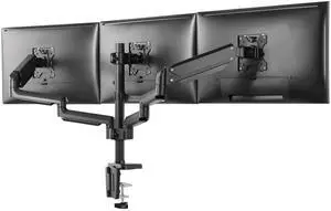 Mount-It! Triple Monitor Mount for Computer Screens Up to 27 Inch, Triple Monitor Stand with Gas Spring Arms, Holds 15.4 lbs Per Arm, 3 Monitor Stand Desk Mount with Tilt, Swivel, VESA 75x75,100x100mm