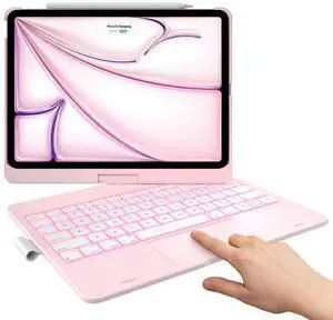 typecase Touch Keyboard Case for iPad Air 11-inch (M3 2025 / M2 2024) & iPad Pro 11(4th/3rd/2nd/1st Gen):Multi-Touch Trackpad,11 Colors Backlight,360degRotatable for iPad Air 5th & 4th Gen,Light Pink