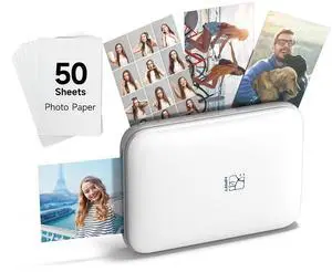 HPRT MT53 Mini Photo Printer with 50 Sheets Adhesive Paper, 2x3 Instant Portable Color Printer, Compatible with iOS & Android, Bluetooth Small Printer for Smartphones & iPhone