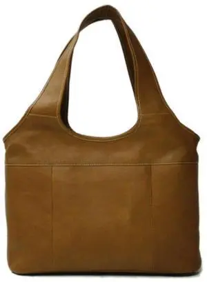 Piel Leather Laptop Hobo, Saddle, One Size