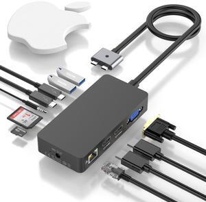 MacBook Pro Docking Station with 100W Power Adapter, 12 in 2 Dual 4K@60Hz HDMI+VGA MacBook Pro Air Docking Station,Multi Monitors for MacBook Pro/Air with Intel Chips, Single for MA/M2/M3/M4