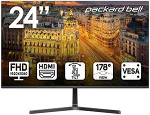 Packard Bell AirFrame 24 " FHD Monitor, 1920x1080, Ultrawide, VESA Mount Compatible, Tilt Adjustment, HDMI/VGA, Slim Bezel, for Home, Office, and Light Gaming