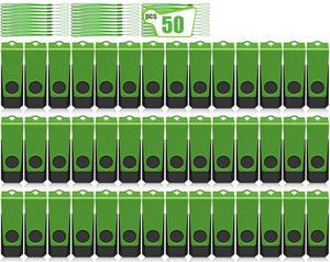 AGECASH 4GB USB Flash Drive 50 Pack Bulk USB Thumb Drive Green Swivel USB 2.0 Flash Drives Memory Stick 4GB USB Drive Pack of 50 Pen Drive Jump Drive Multipack for Data Stroage and Backup