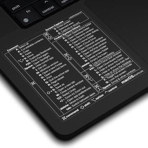 Afterplug Mac OS Keyboard Shortcuts Sticker, 50+ Shortcuts for 13-16 inch MacBook Pro & Air (Space Black & Midnight Only), Residue-Free Vinyl, Clear with White Text, 100-Pack