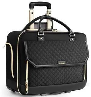 Arcoyard Rolling Laptop Bag, Water Resistant Briefcase for Women with Wheels, 17.3 Inch Computer Bags with Leather Handle, Roller Teacher Bag for Work Business, Flight Approved, Black