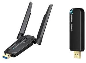 BrosTrend AXE5400 WiFi 6E USB Adapter, Tri-Band Long Range USB WiFi Adapter for Desktop PC Laptop 6GHz for Windows 11/10 + AC1200 Linux Compatible WiFi USB Dual Band for Ubuntu Mint Debian Mate etc.