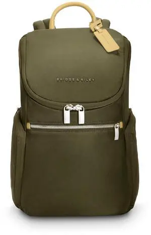 Briggs & Riley U-Zip Backpack - Daypack for Work or School, Personal Item Travel Bag, Carry On Size, Lightweight & Durable, Padded Straps, Fits up to 13" Laptop - Rhapsody, Olive