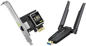 BrosTrend AXE5400 WiFi 6E USB Adapter + BrosTrend 2.5GB Linux Compatible NIC, PCIe Network Adapter for Ubuntu, Fedora, Debian, Mint