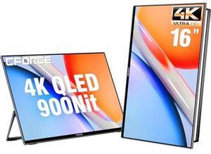 c-force 16" Portable Monitor, 4K UHD QLED 100% DCI-P3 900nit Gaming Display Laptop Screen with Built-in Kickstand HDMI USB C External Screen for PC Mac Phone Xbox PS5-116Q