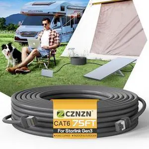 Starlink Cable 33/75/100/150 Feet, Standard Starlink Cable Gen3 V3 & Mini, Replacement Starlink Ethernet Power Cable, Starlink Extension Satellite Network Cord 26AWG Waterproof Durable