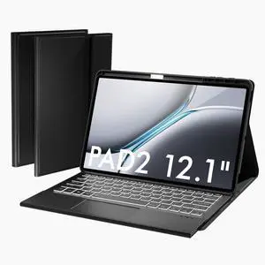 DoohowCase Keyboard Case Touch for OnePlus Pad 2 12.1" 2024, Bluetooth Keyboard with Trackpad & Twill Cover Case & Adjustable Kickstand for OnePlus Pad2