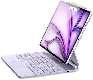 ESR iPad Air 13 inch Case Keyboard (M3,2025/M2,2024), iPad Pro 12.9 inch Magic Keyboard, Easy-Set Floating Cantilever Stand, Precision Multi-Touch Trackpad, Rebound Series, Purple[(NOT for Pro 13)]