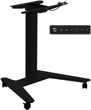 Fromann Electric Single Table Lift Desk Frame Mobile Standing 27.6in to 47.2in Height Adjustable Rolling Laptop Sit Stand Desk Base (Black)