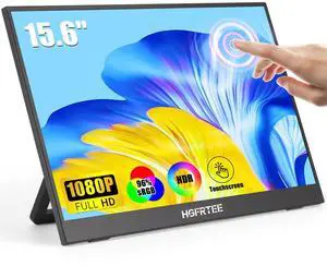 HGFRTEE Portable Monitor Touchscreen 15.6" FHD USB-C HDMI Dual Speakers External Portable Screen Travel Monitor for Laptop/PC/Mac/Phone/Xbox Switch