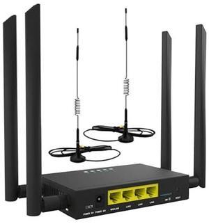 HOSAYA GC111 Industrial Grade 4G CPE LTE SIM Card WiFi Router Tough Iron case 32 WiFi Users RJ45 X 4 Dual Power 12V/5V Big SMA Antennas Plus 1.5M Cable 4G Antennas Multiple Languages