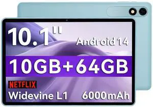 HNVHNV Tablet 10 Inch Android 14 Tablet, 10GB RAM 64GB ROM, 1TB Expansion, Octa-core, 800x1280 Resolution, 6000mAh, 5MP + 8MP Dual Camera, 5G/2.4G WiFi, Bluetooth 5.0, GPS (Blue)