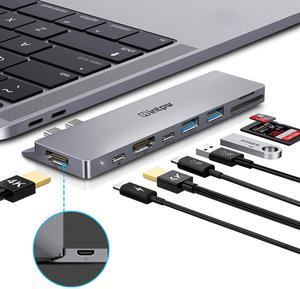 USB C Hub Adapter for MacBook Pro Air M1 M2 M3 2022 2021 2020 2019, 8 in 2 MacBook Pro/Air Accessories Multiport Adapter with Thunderbolt 3 Port, 2 HDMI 4K, PD 87W, USB C and 2 USB A 3.0 5Gbps, TF/SD