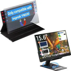 Ingnok 15.6" Portable Monitor with Cover Stand,100% sRGB FHD 1080P Ultra Slim External Screen with USB C/HDMI for Laptop, Mac, PC, Phone, PS4, PS5, Switch