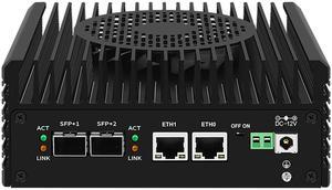 Firewall Mini PC 2x10G SFP+ Ports,Intel Alder Lake N100(up to 3.4GHz) 2X i226-V 2.5GbE Mini Soft Router,SODIMM DDR5+M.2 NVMe SSD/2HDMI/USB2.0/USB3.2Gen1/Type-C Mini Desktop Computer