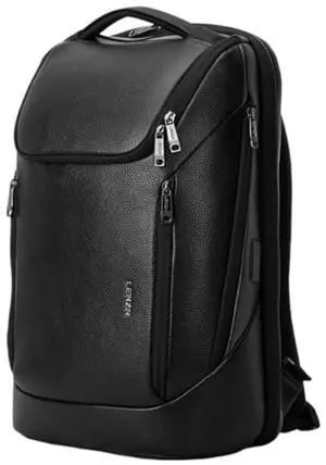 LENZN Durable Leather Laptop Business Backpack Perfect for Men & Women, Work Backpack Fits 15.6 Inch, Premium Quality Travel Bag with USB Charging Port, Water-Resistant, Bookbag with Multiple Pockets